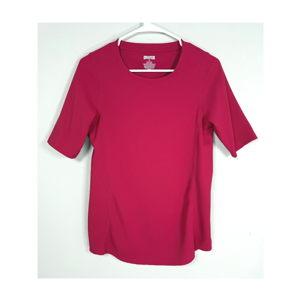 Duluth Trading Co Waffle Knit T-Shirt Women S Pink Short Sleeve Gorpcore Hiking
